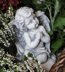 Casa Padrino sculpture décorative Art Nouveau ange gris H. 12 cm - Figure décorative élégante en pierre - Décoration de salon - Décoration de jardin