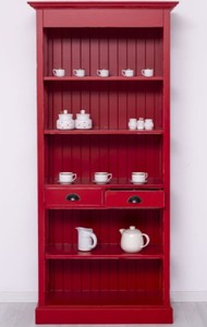 Casa Padrino Landhausstil Shabby Chic Schrank Antik Rot 91 x 39 x H. 197 cm - Landhausstil Esszimmer Schrank - Massivholz Möbel - Landhausstil Shabby Chic Möbel