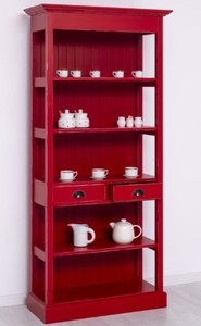 Casa Padrino Landhausstil Shabby Chic Schrank Antik Rot 91 x 39 x H. 197 cm - Landhausstil Esszimmer Schrank - Massivholz Möbel - Landhausstil Shabby Chic Möbel