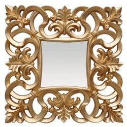 Casa Padrino baroque mirror gold 76 x H. 76 cm - Square wall mirror in baroque style - Magnificent antique style wardrobe mirror - Baroque interior - Baroque furniture