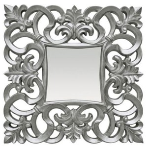 Casa Padrino miroir baroque argent 76 x H. 76 cm - Miroir mural carré de style baroque - Magnifique miroir d'armoire de style ancien - Intérieur baroque - Meuble baroque