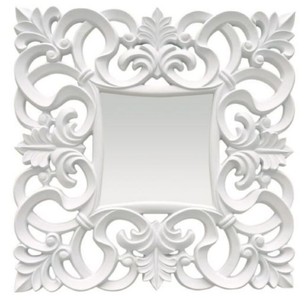 Casa Padrino specchio barocco bianco 76 x A. 76 cm - Specchio da parete quadrato in stile barocco - Magnifico specchio da armadio in stile antico - Interni barocchi - Mobili barocchi