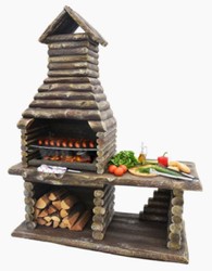 Luxury concrete garden grill in wood look brown