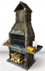 Luxury concrete garden grill in wood look brown