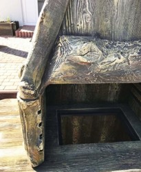 Luxury concrete garden grill in wood look brown