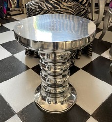 Casa Padrino table d'appoint de luxe argent Ø 38 x H. 48 cm - Table ronde en aluminium - Mobilier de salon - Mobilier de luxe - Mobilier design - Ameublement de luxe - Ameublement design