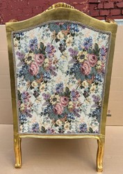 Casa Padrino baroque wing chair multicolored / gold - Handmade antique style living room armchair with floral pattern - Antique style furniture - Baroque living room furniture