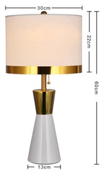 Lámpara de mesa de cerámica de lujo blanco oro blanco
