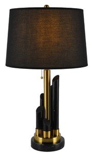 Luxus Marmor Tischleuchte Schwarz Gold