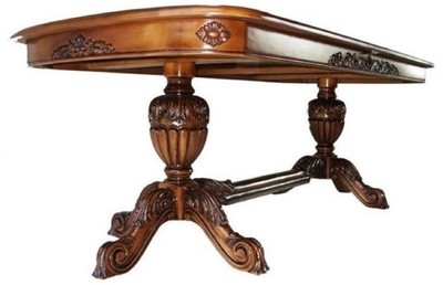 Table à manger extensible luxe baroque en bois massif marron