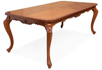Table à manger extensible de luxe baroque en bois massif marron