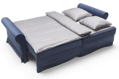 Casa Padrino Luxus Sofa Blau 239 x 110 x H. 90 cm - Wohnzimmer Sofa mit Schlaffunktion - Wohnzimmer Möbel - Luxus Möbel - Luxus Interior