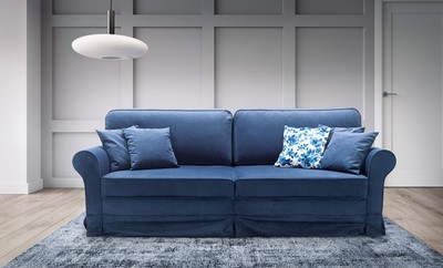 Casa Padrino Luxus Sofa Blau 239 x 110 x H. 90 cm - Wohnzimmer Sofa mit Schlaffunktion - Wohnzimmer Möbel - Luxus Möbel - Luxus Interior