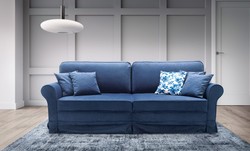 Luxus Wohnzimmer Sofa mit Schlaffunktion Blau