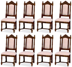 Casa Padrino set di 8 sedie da pranzo barocco di lusso rosa / bianco / marrone scuro - Sedie da cucina stile barocco - Magnifici mobili per sala da pranzo di lusso in stile barocco