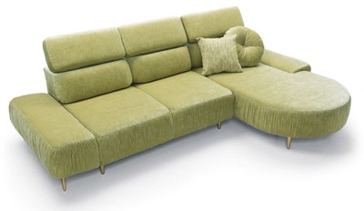 Casa Padrino Luxus Ecksofa Grün / Messing 294 x 105-182 x H. 83-97 cm - Wohnzimmer Sofa mit 3 verstellbaren Kopfstützen und elektrisch verstellbarer Sitzfläche - Luxus Wohnzimmer Möbel