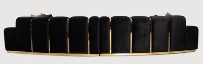 Casa Padrino Luxus 5er Sofa Schwarz / Gold 420 x 100 x H. 80 cm - Gebogenes Wohnzimmer Sofa - Hotel Sofa - Wohnzimmer Möbel - Hotel Möbel - Luxus Möbel - Luxus Einrichtung