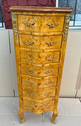 Casa Padrino baroque chest of drawers birdseye maple - Handmade baroque style solid wood cabinet with 7 drawers - Living room furniture in baroque style - Baroque furniture