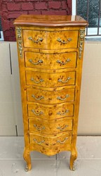 Casa Padrino baroque chest of drawers birdseye maple - Handmade baroque style solid wood cabinet with 7 drawers - Living room furniture in baroque style - Baroque furniture