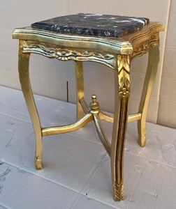 Casa Padrino Barock Beistelltisch Gold / Schwarz - Antik Stil Massivholz Tisch mit Marmorplatte - Antik Stil Möbel - Barock Möbel
