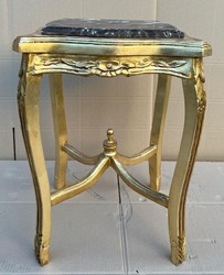 Barock Beistelltisch mit Marmorplatte Gold Schwarz