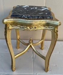 Barock Beistelltisch mit Marmorplatte Gold Schwarz