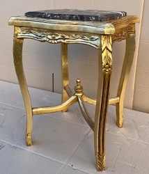 Barock Beistelltisch mit Marmorplatte Gold Schwarz