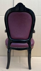 Casa Padrino chaise de salle à manger baroque boulle avec accoudoirs violet / noir / rouge / or - Magnifique chaise de bureau avec cuir artificiel - Meuble de salle à manger style baroque