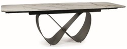 Casa Padrino mesa de comedor de lujo blanco / marrón / negro mate 160-240 x 95 x A. 76 cm - Mesa de cocina extensible con tablero de cerámica de vidrio templado - Muebles de comedor de lujo