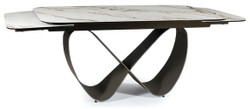 Casa Padrino mesa de comedor de lujo blanco / marrón / negro mate 160-240 x 95 x A. 76 cm - Mesa de cocina extensible con tablero de cerámica de vidrio templado - Muebles de comedor de lujo