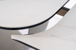 Casa Padrino mesa de comedor de lujo blanco / marrón / negro mate 160-240 x 95 x A. 76 cm - Mesa de cocina extensible con tablero de cerámica de vidrio templado - Muebles de comedor de lujo