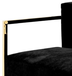 Casa Padrino poltrona di lusso in velluto nero / oro 76 x 76 x A. 70 cm - Poltrona da soggiorno - Poltrona per hotel - Mobili soggiorno - Mobili hotel - Mobili di lusso - Arredamento di lusso