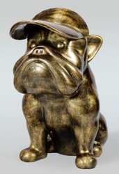 Casa Padrino sculpture décorative XXL de luxe chien bouledogue or antique H. 100 cm - Grande figure décorative - Déco de salon XXL - Déco de jardin XXL