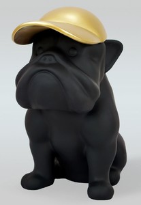 Casa Padrino escultura decorativa XXL de lujo perro bulldog negro mate / oro A. 100 cm - Figura decorativa grande - Decoración de salón XXL - Decoración de jardín XXL