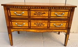 Casa Padrino commode Biedermeier avec 2 tiroirs marron / naturel / argent - Commode en bois massif fait main - Meubles de Chambre Biedermeier
