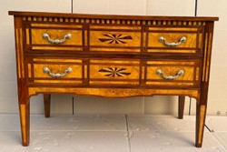 Casa Padrino commode Biedermeier avec 2 tiroirs marron / naturel / argent - Commode en bois massif fait main - Meubles de Chambre Biedermeier