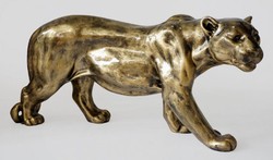 Luxus XXL Wohnzimmer Garten Deko Skulptur Figur Panther Antik Gold
