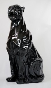 Casa Padrino escultura decorativa XXL de lujo pantera negro A. 170 cm - Figura decorativa grande - Decoración de salón XXL - Decoración de jardín XXL