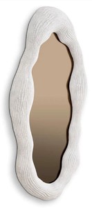 Casa Padrino espejo de lujo blanco / bronce 71 x 6 x A. 123 cm - Espejo de pared de diseño ovalado - Espejo de guardarropa - Espejo de dormitorio - Calidad de lujo