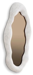 Casa Padrino espejo de lujo blanco / bronce 71 x 6 x A. 123 cm - Espejo de pared de diseño ovalado - Espejo de guardarropa - Espejo de dormitorio - Calidad de lujo