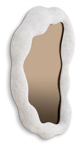Casa Padrino espejo de lujo blanco / bronce 61 x 6 x A. 79 cm - Espejo de pared de diseño ovalado - Espejo de guardarropa - Espejo de dormitorio - Calidad de lujo