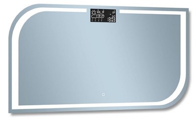 Casa Padrino espejo de baño de lujo 120 x 2,5 x A. 60 cm - Espejo de pared con iluminación LED y estación meteorológica integrada - Muebles de baño de lujo