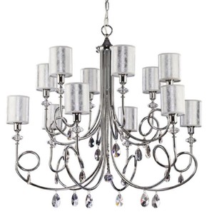 Casa Padrino lustre baroque de luxe en cristal argent Ø 95 x H. 75 cm - Magnifique lustre de salon de style baroque - Noble & magnifique