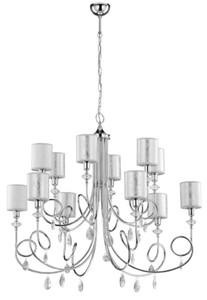 Casa Padrino Luxus Barock Kristall Kronleuchter Silber Ø 95 x H. 75 cm - Prunkvoller Wohnzimmer Kronleuchter im Barockstil - Edel & Prunkvoll
