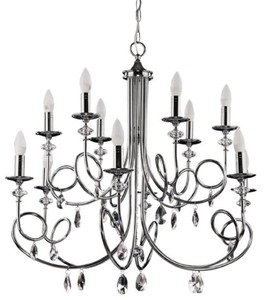 Casa Padrino lustre baroque de luxe en cristal argent Ø 90 x H. 75 cm - Magnifique lustre de salon de style baroque - Noble & magnifique