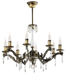 Casa Padrino lustre baroque de luxe en cristal laiton avec patine Ø 60 x H. 63 cm - Magnifique lustre de salon de style baroque - Noble & magnifique