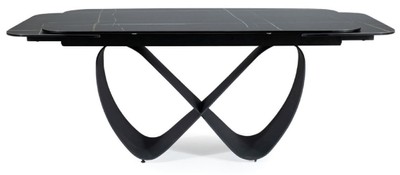 Casa Padrino Luxus Esstisch Schwarz / Matt Schwarz 160-240 x 95 x H. 76 cm - Ausziehbarer Küchentisch mit gehärteter Glaskeramik Tischplatte - Esszimmer Möbel - Luxus Möbel
