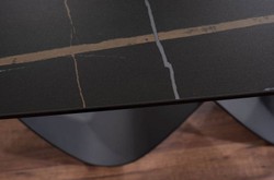 Casa Padrino table à manger de luxe noir / noir mat 160-240 x 95 x H. 76 cm - Table de cuisine extensible avec plateau en vitrocéramique trempé - Meuble de salle à manger de luxe