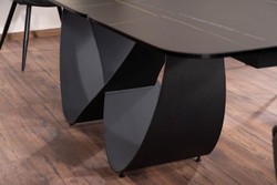 Casa Padrino table à manger de luxe noir / noir mat 160-240 x 95 x H. 76 cm - Table de cuisine extensible avec plateau en vitrocéramique trempé - Meuble de salle à manger de luxe