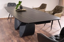 Casa Padrino table à manger de luxe noir / noir mat 160-240 x 95 x H. 76 cm - Table de cuisine extensible avec plateau en vitrocéramique trempé - Meuble de salle à manger de luxe